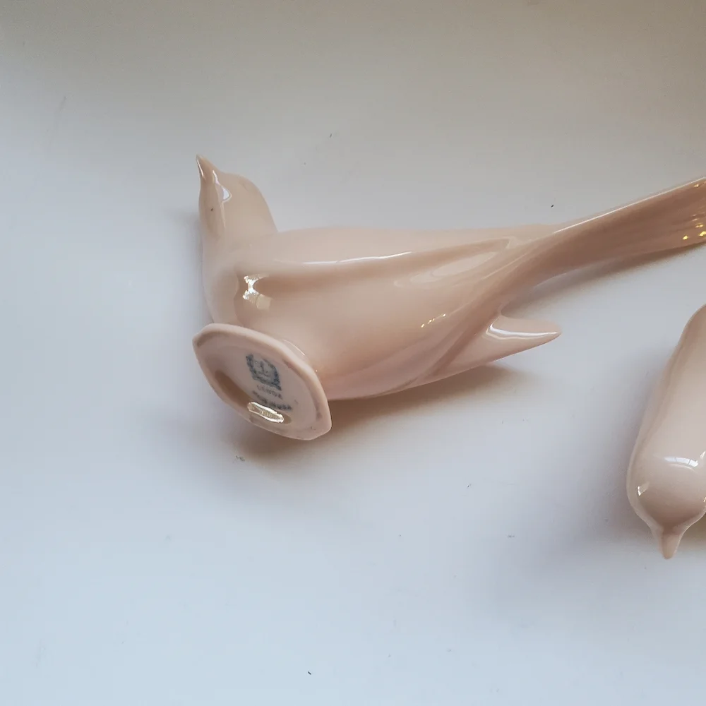 Lenox Pink Ceramic Bird Bud Vases Set of 2 Vintage Made in USA‎ Blush Decor